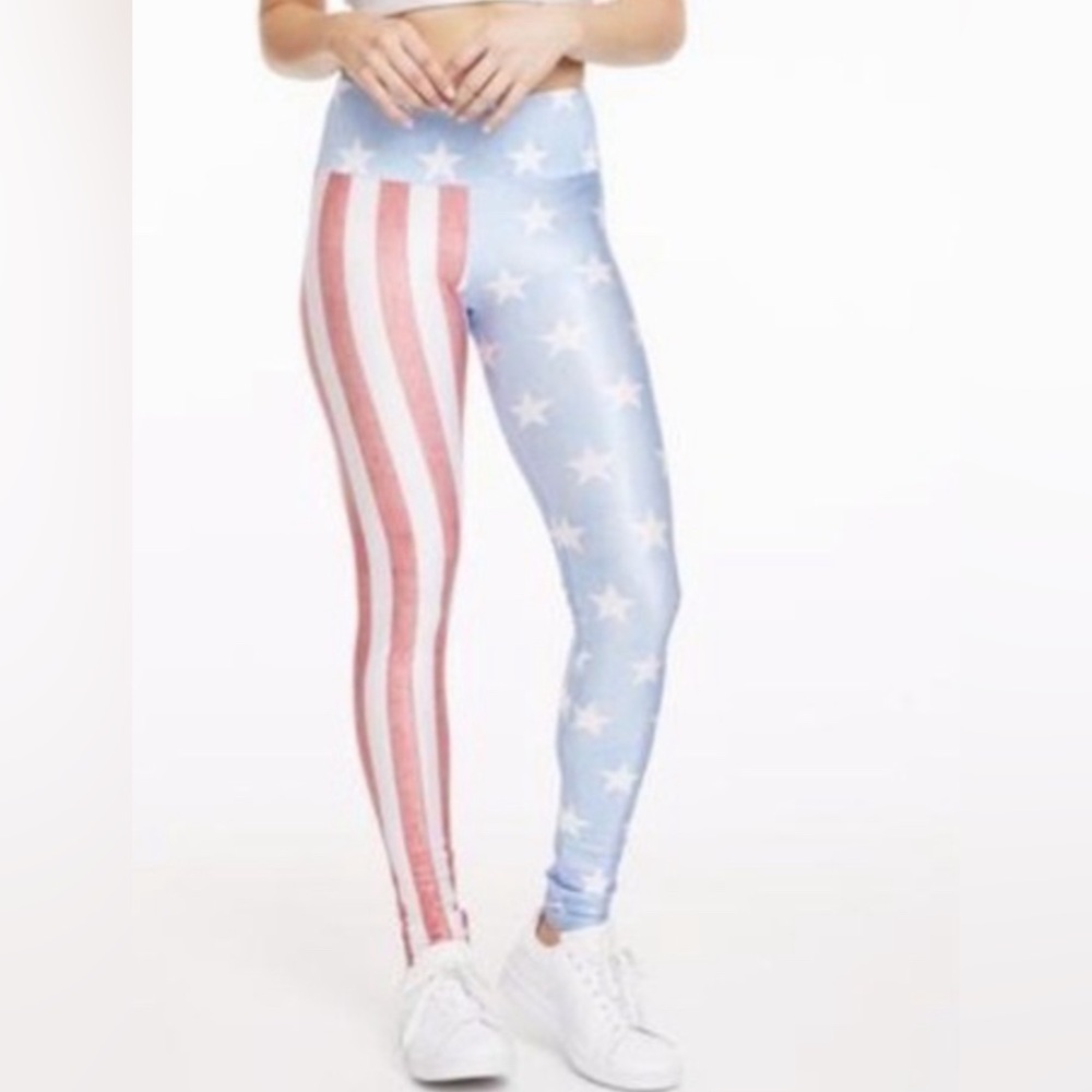 Goldsheep faded American flag Fourth of July leggings size L